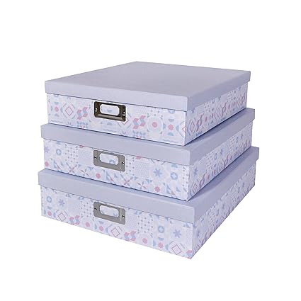 Slpr Office Storage Cardboard Boxes With Metal Plate Set Of 3