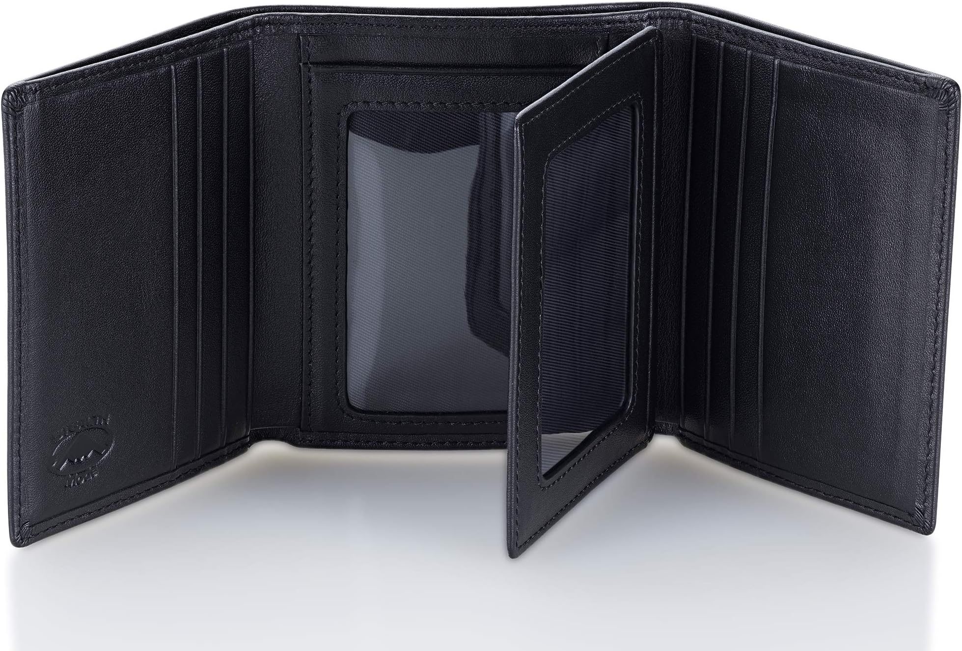 Stealth Mode Leather Trifold RFID Wallet For Men With Flip Out ID Holder