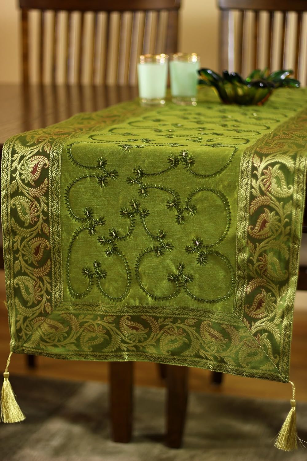Best Beaded Table Runner Green