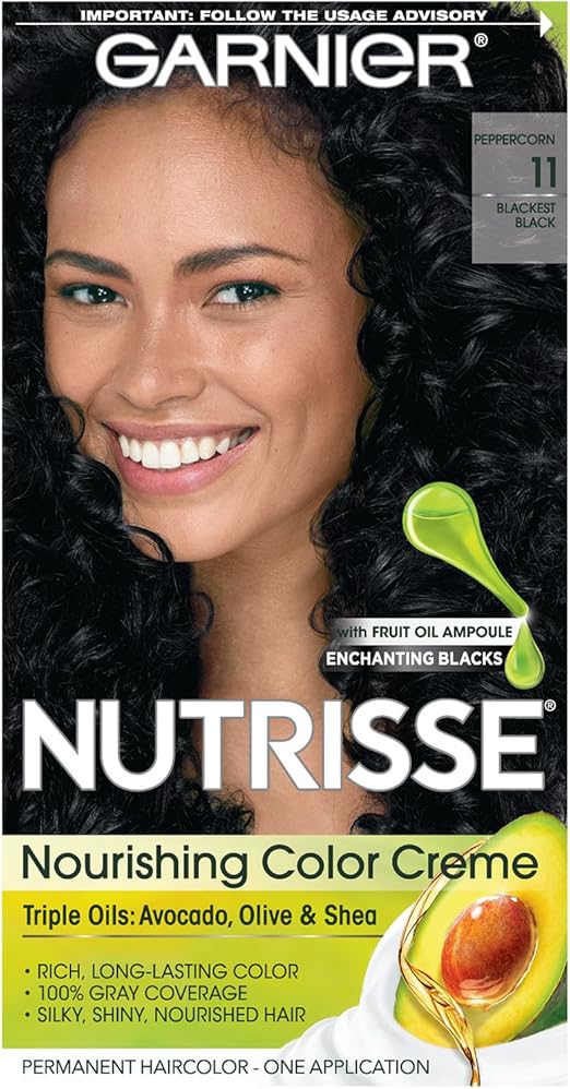 Garnier Nutrisse Nourishing Hair Color Creme, 11 Blackest Black