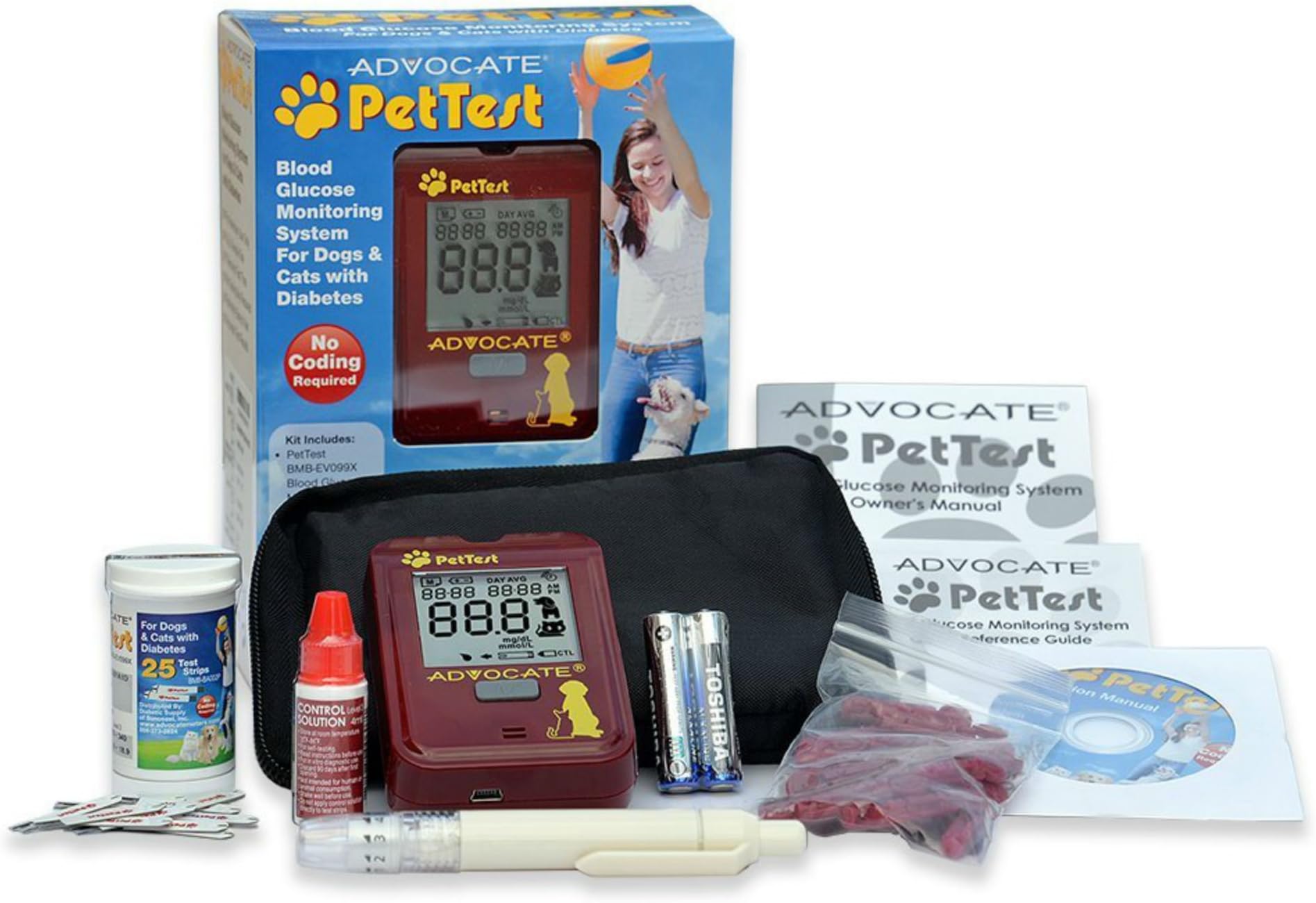 PetTest Advocate Monitoring Glucose Levels - Diabetes Testing Tools - Calibrated for Pets - Bonus eOutletDeals Pet Towel