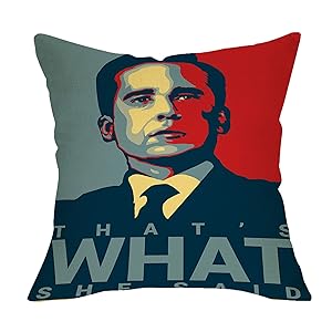 Fbcoo The Office TV Show Decorative Throw Pillow Case That's What She Said Cushion Cover Michael Scott Quote Home Décor 18 x 18 Inch Cotton Linen for Sofa Couch