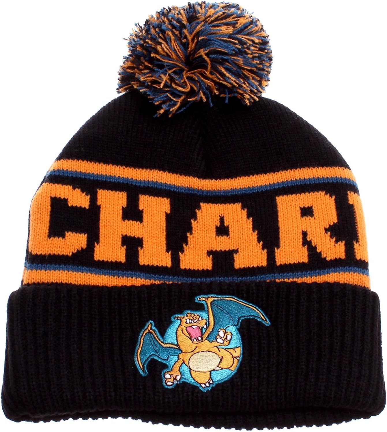 Pokemon Charizard Varsity Cuff Pom Beanie Hat at Amazon Men's Clothing store