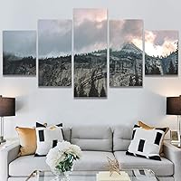 SIGNWIN 5 Panel Canvas Wall Art Mountain Skyline for Home Decorations Ready to Hang - 60