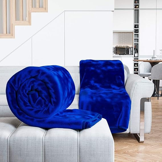 Rohi Blankets Bedspread Royal Blue Throw Luxury King Bed Fleece Throws