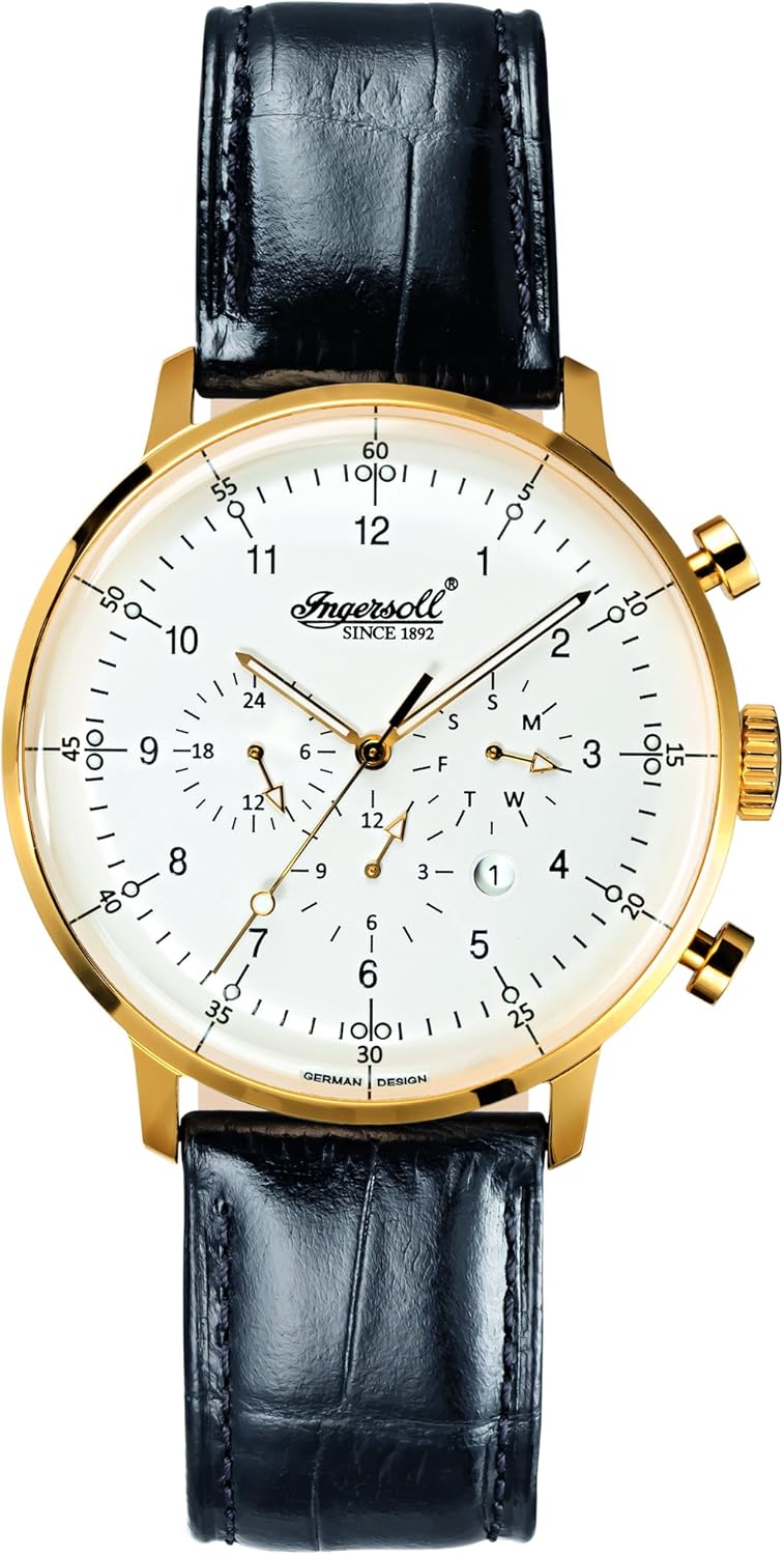 Ingersoll Men's Automatic Watch with White Dial Chronograph Display and