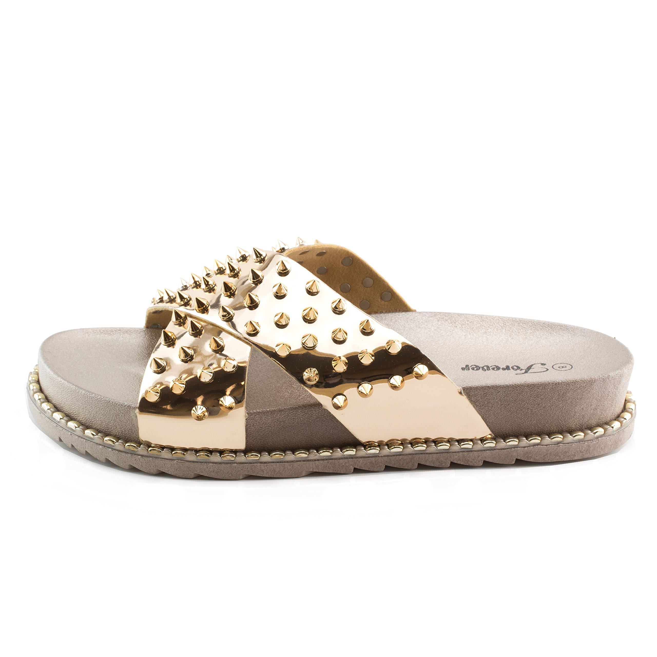 Forever Goth Womens Comfort Studded Strappy Slide Platform Sandals - Image 3