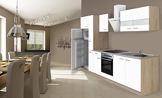 respekta Instalación de Cocina Cocina 300 cm Roble Blanco Incluye ...