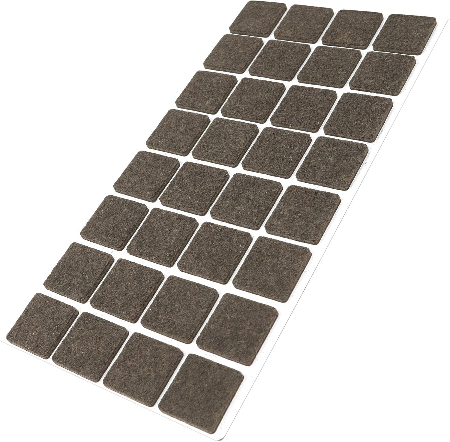 Adsamm® / 32 x self-adhesive felt pads/Brown / 0.98x0.98'' (25x25 mm) / square / 0.138'' / 3.5 mm thick stick-on furniture felt glides/Furniture & Chair Glides