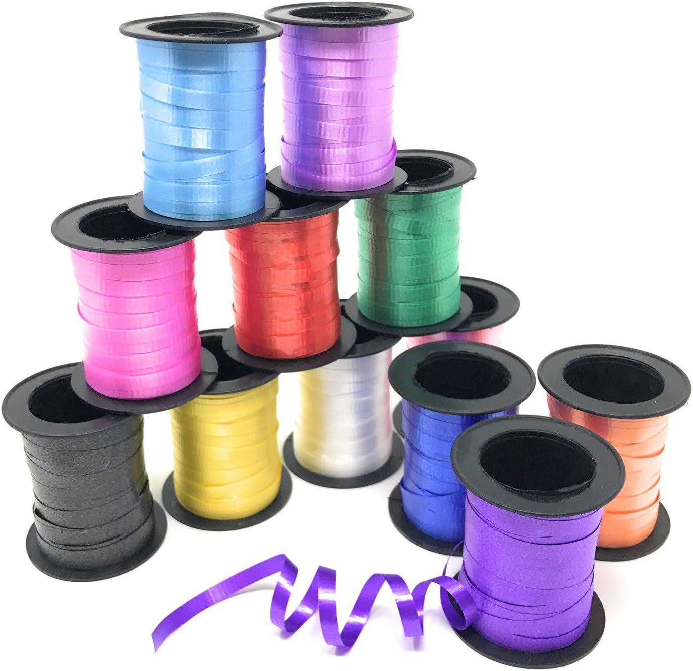 Curling Ribbon - 12 Pack Assorted Colors - 60 Inch Ribbon Rolls For Florist, Flowers, Arts & Crafts, Gift Wrapping, Hair, School, Girls by Toy Spout