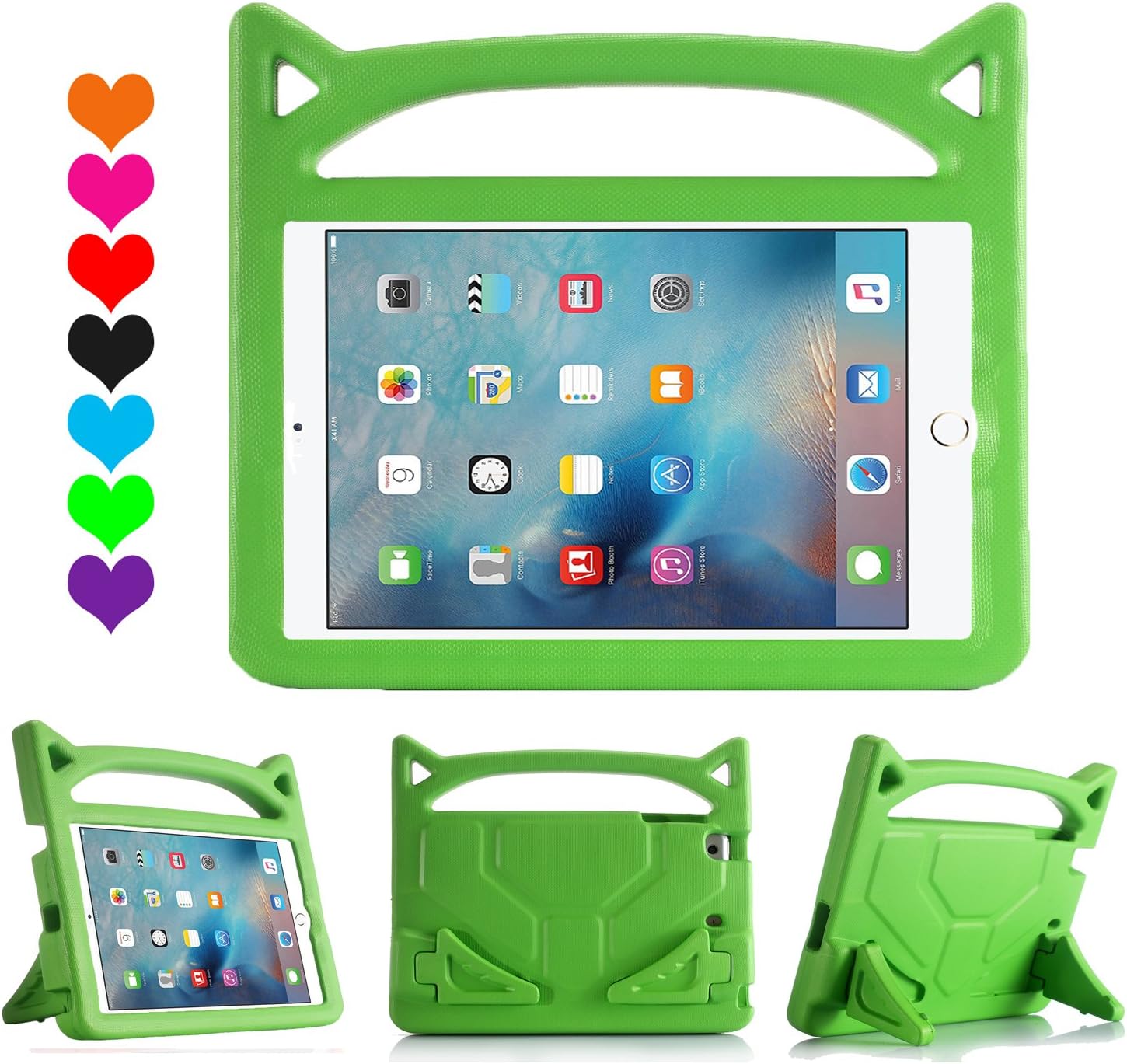 Lmaytech iPad 9.7 2018 & 2017 Release/iPad Air Case, Light Weight Shock Proof Handle Stand Case Cover Kids Friendly for Apple iPad 9.7" (6th Gen, 5th Gen) / iPad Air (Green)
