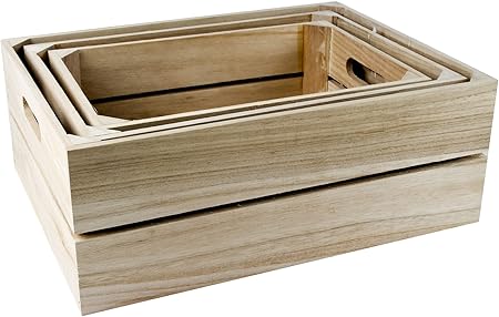Caja Madera Natural 2 Listones 40x30x15: Amazon.es: Hogar