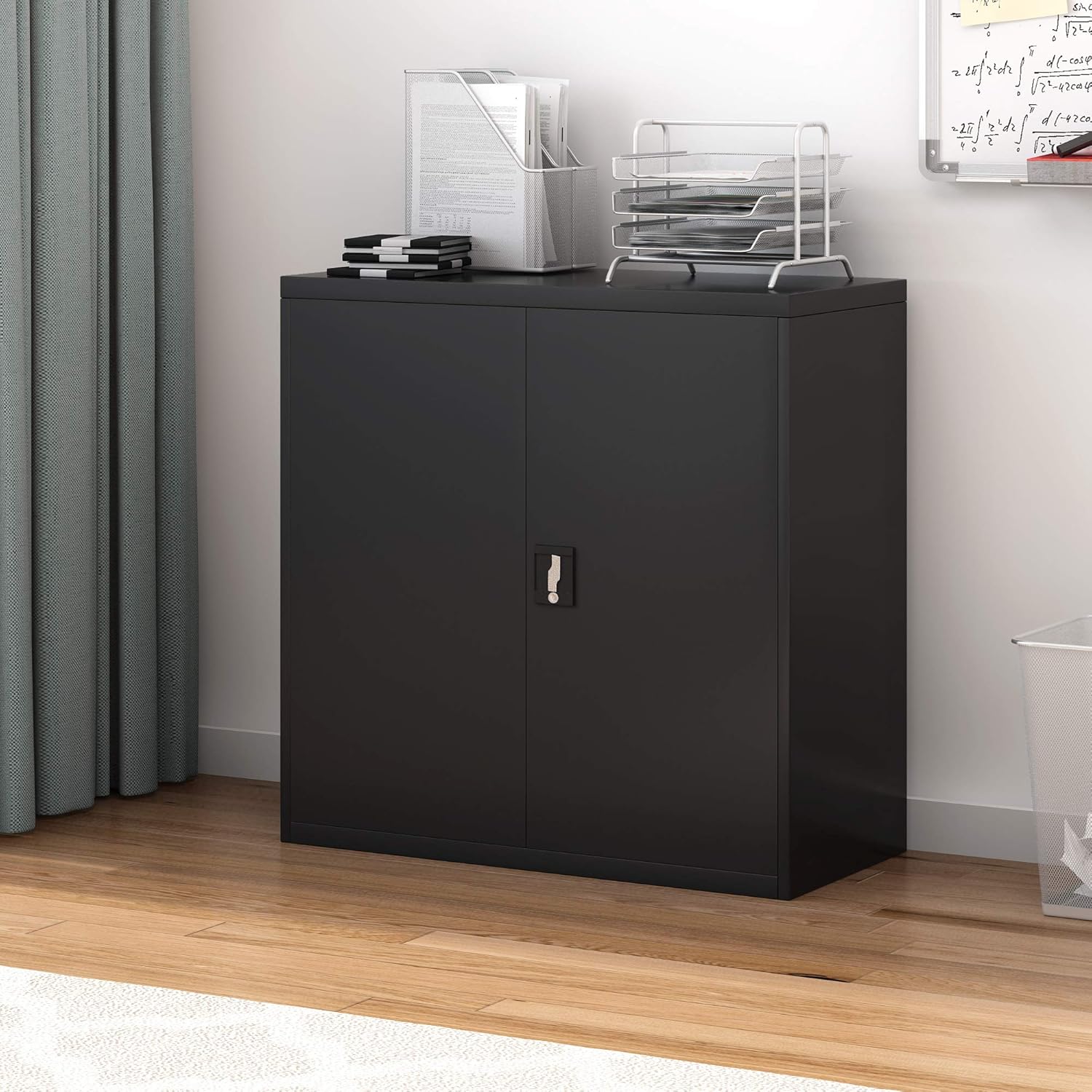 A4 Document Metal Filing Cabinet Steel 2 Door Locking Bookcase Shelving Unit With Keys Panana Office Storage Cupboard 5 Tier Furniture Home Office Furniture