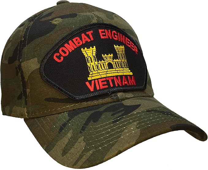 US Army Combat Engineer Vietnam Veteran Hat Camo Ball Cap