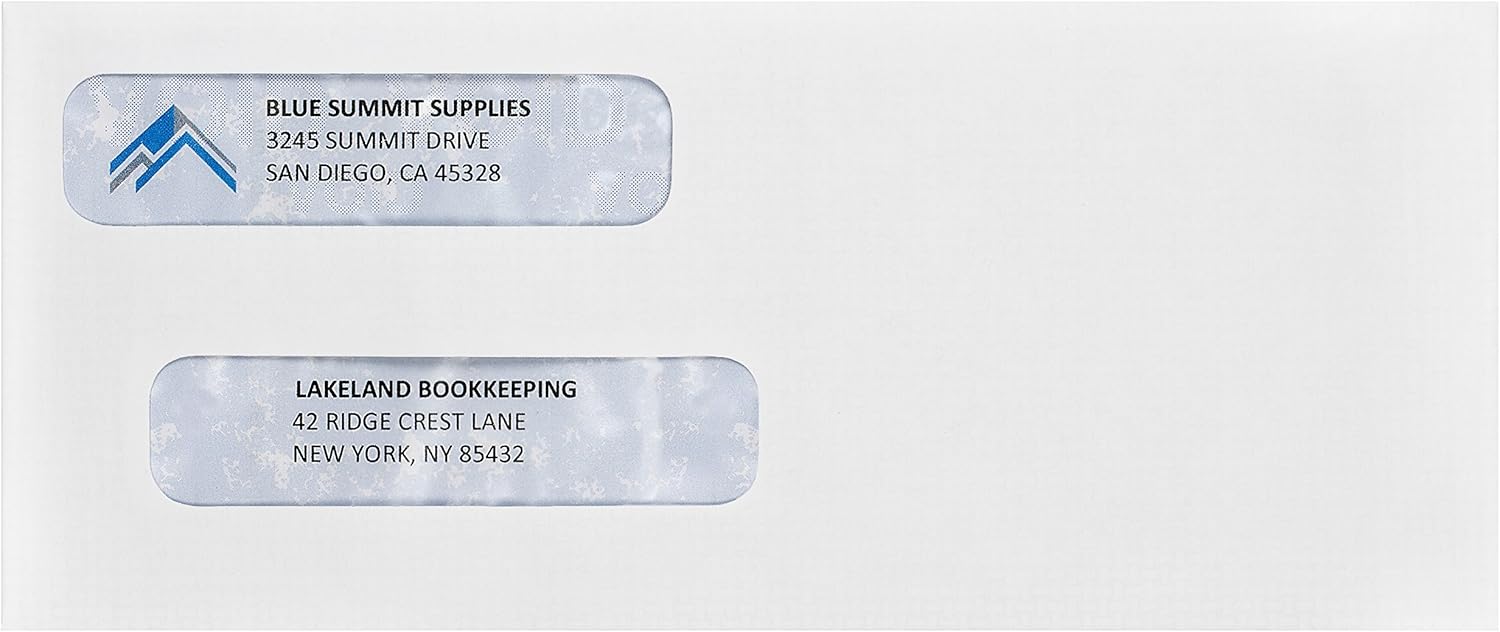 500 Self Seal Double Window Security Envelopes - Designed for QuickBooks Checks - Computer Printed Checks - 3 5/8 X 8 11/16 (NOT for INVOICES) : Office Products