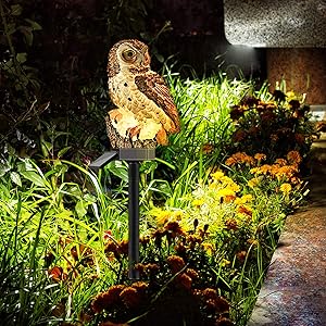 Wrpacttg Owl Solar Garden Lights, Solar Powered Stake Lawn Lights Outdoor, Waterproof LED Landscape Lamp Lighting for Patio Pathway Yard Garden Walkway (Brown)