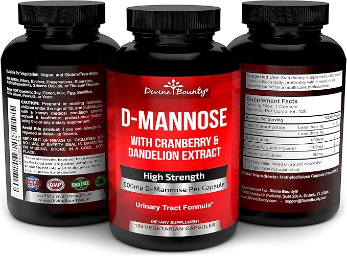 Amazon Com D Mannose Capsules 600mg D Mannose Powder Per
