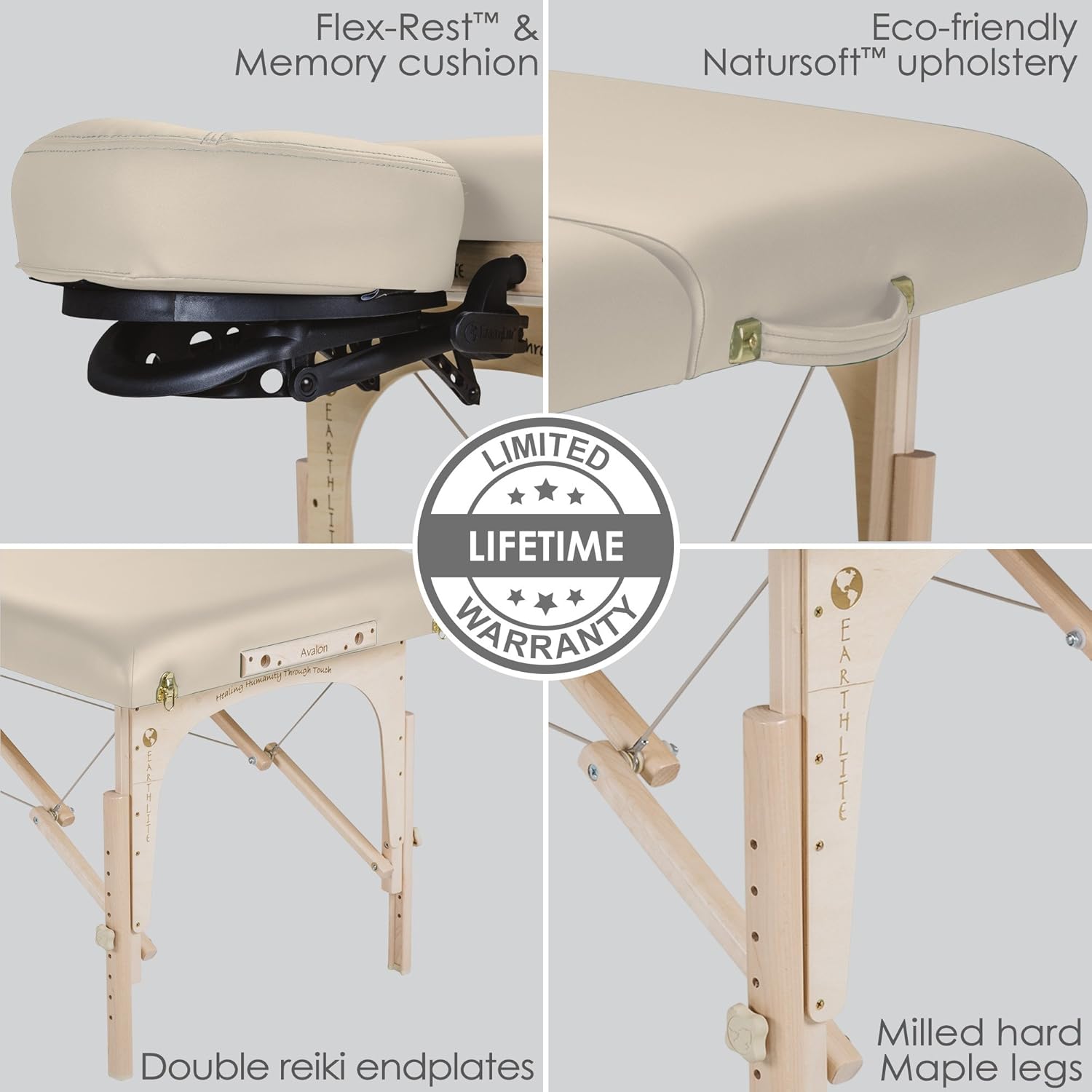 EARTHLITE Portable Massage Table Package AVALON TILT – Foldable Treatment Table with Tilt Option, Reiki Endplate, Premium Flex-Rest Face Cradle & Strata Cushion, Carry Case (30”x73”): Sports & Outdoors