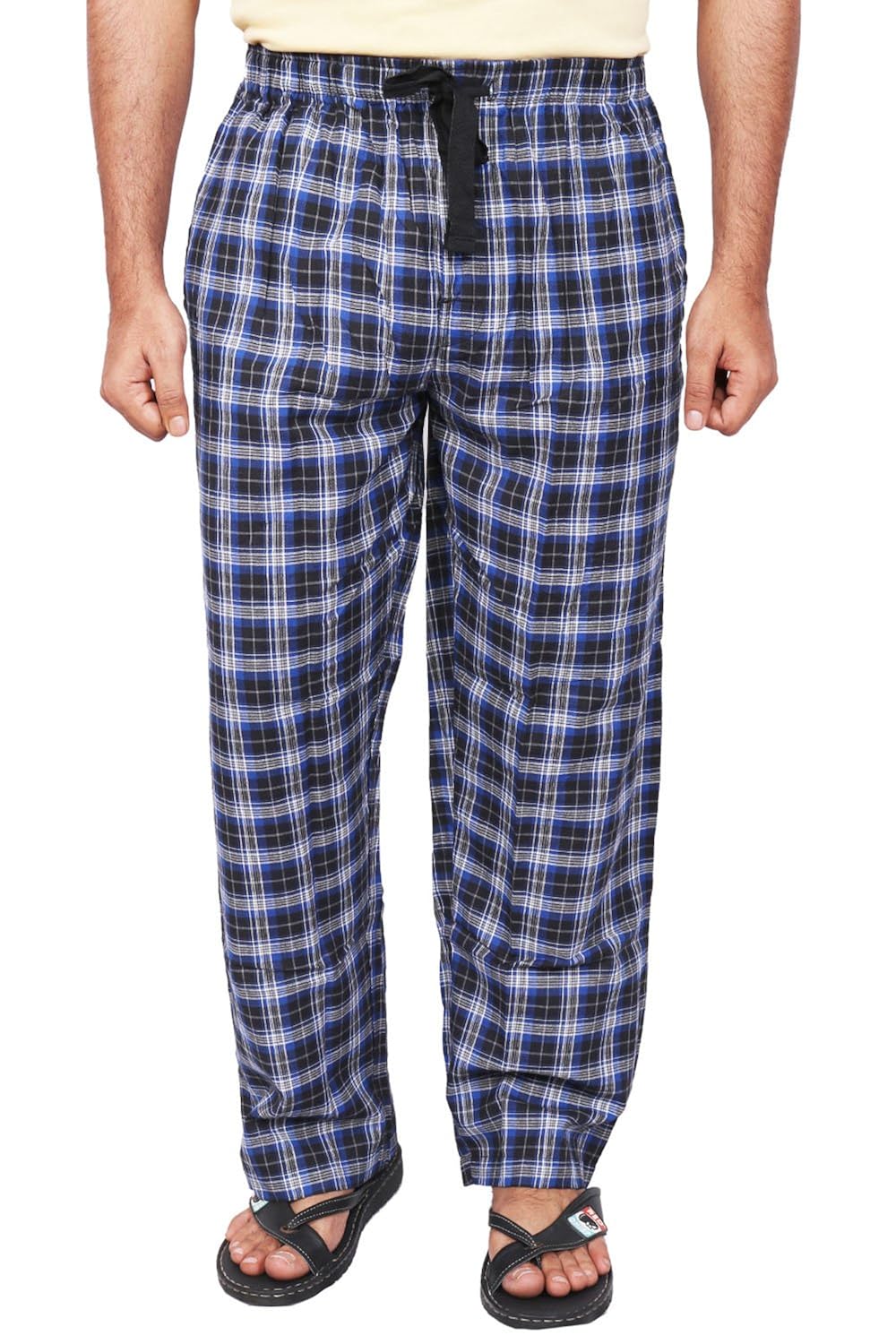 twist men's black and blue checked cotton pyjama sleepwear night wear with contrast & free shipping
