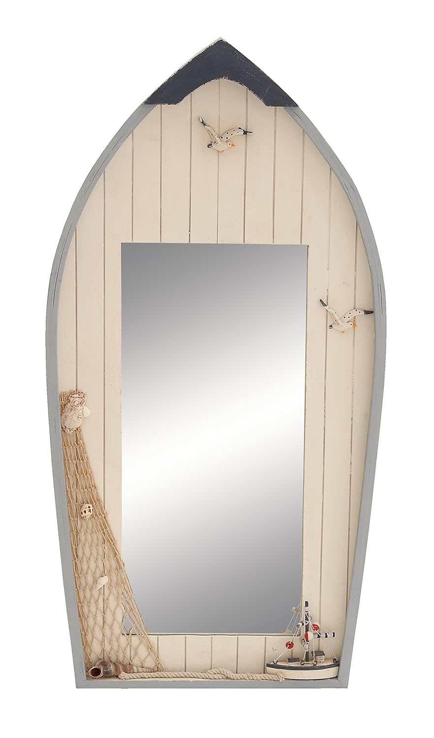 Deco 79 Seaside Nautical Row Boat Mirror Decor with Fishing Net Home & Kitchen