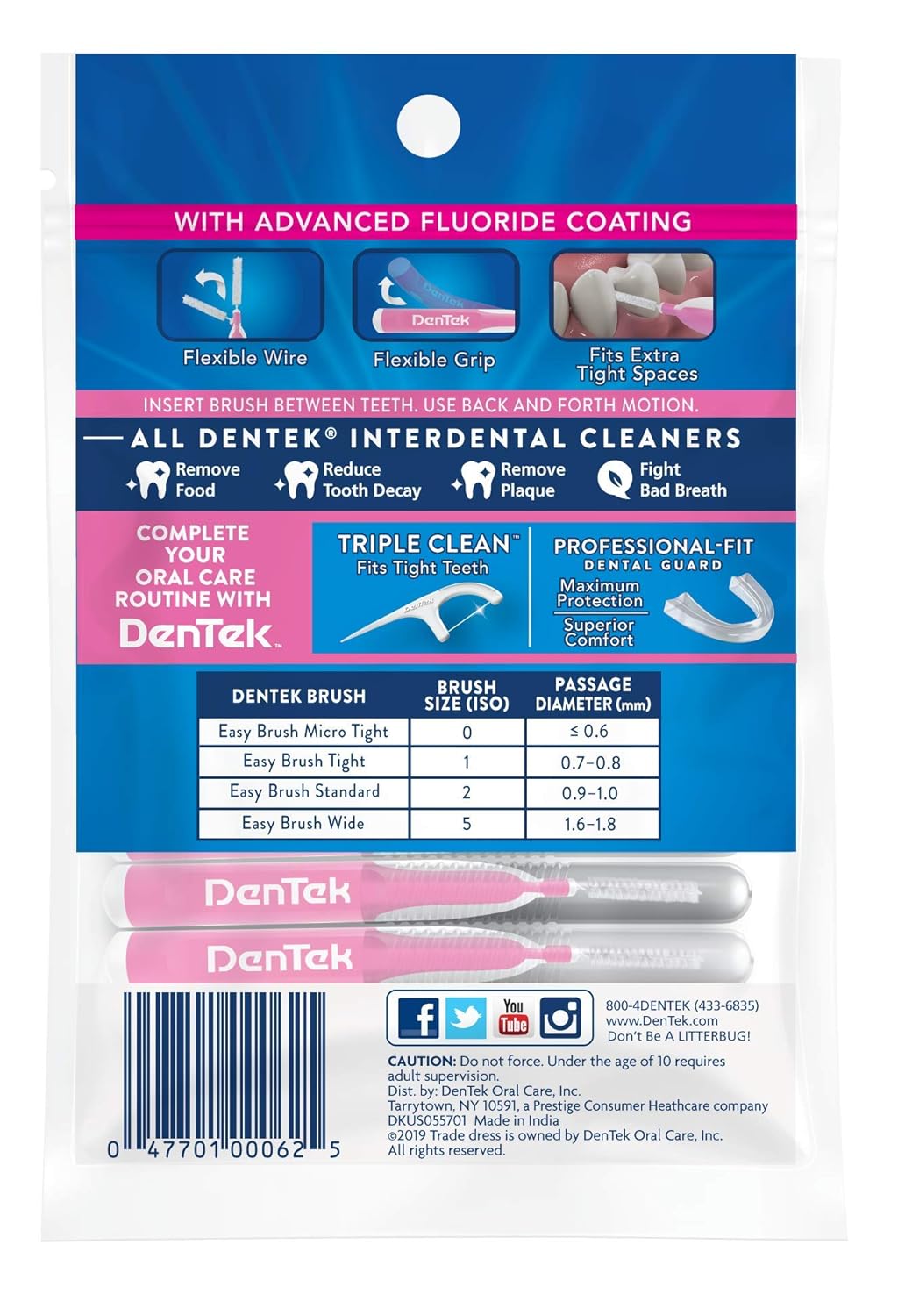 DenTek Slim Brush Interdental Cleaners | Brushes Between Teeth | Extra Tight Teeth | Mouthwash Blast Flavor | 32 Count (packaging may vary) : Flossing Products : Beauty