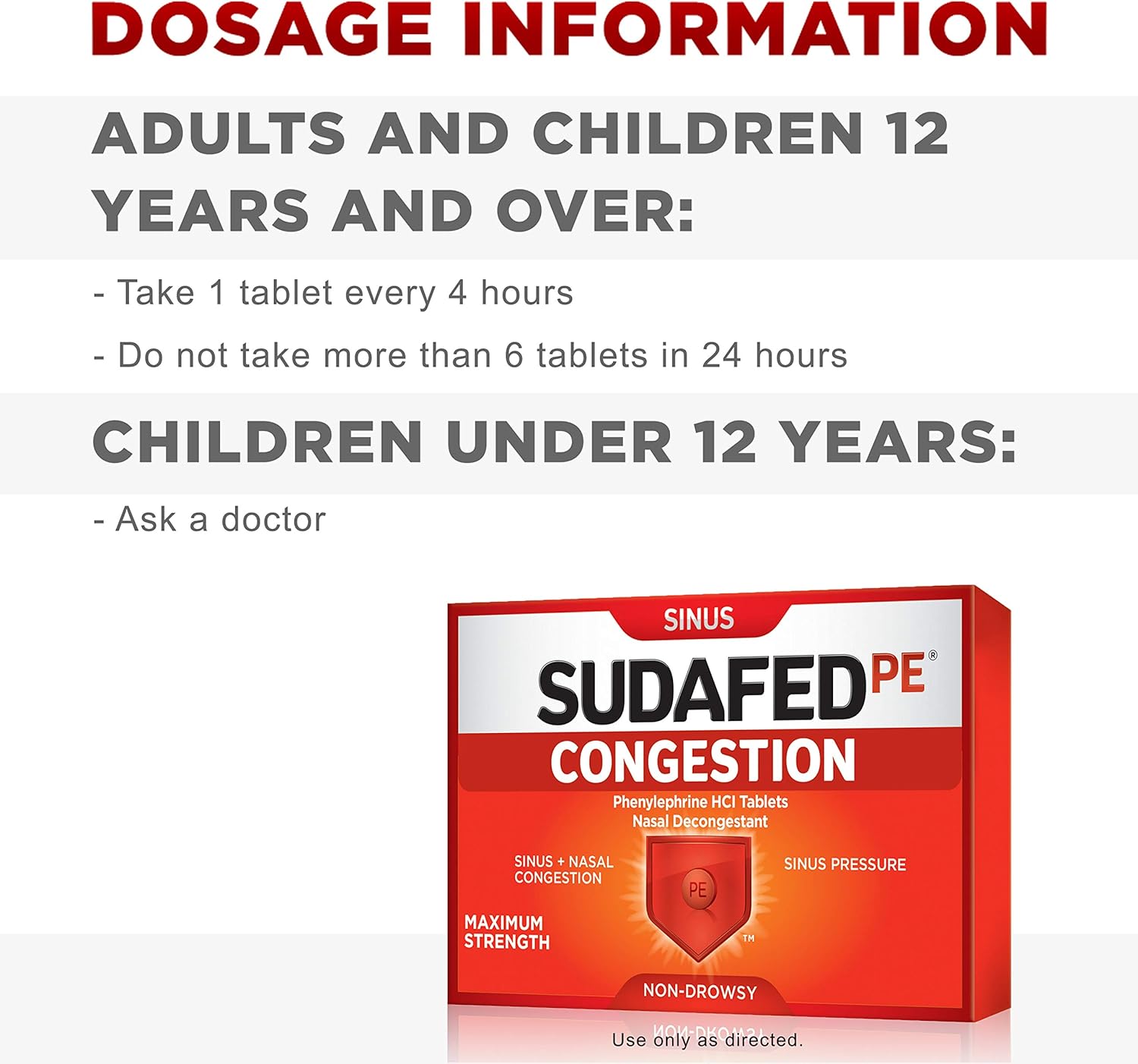Sudafed PE Sinus Congestion Maximum Strength Non-Drowsy Decongestant Tablets, 36 ct: Health & Personal Care