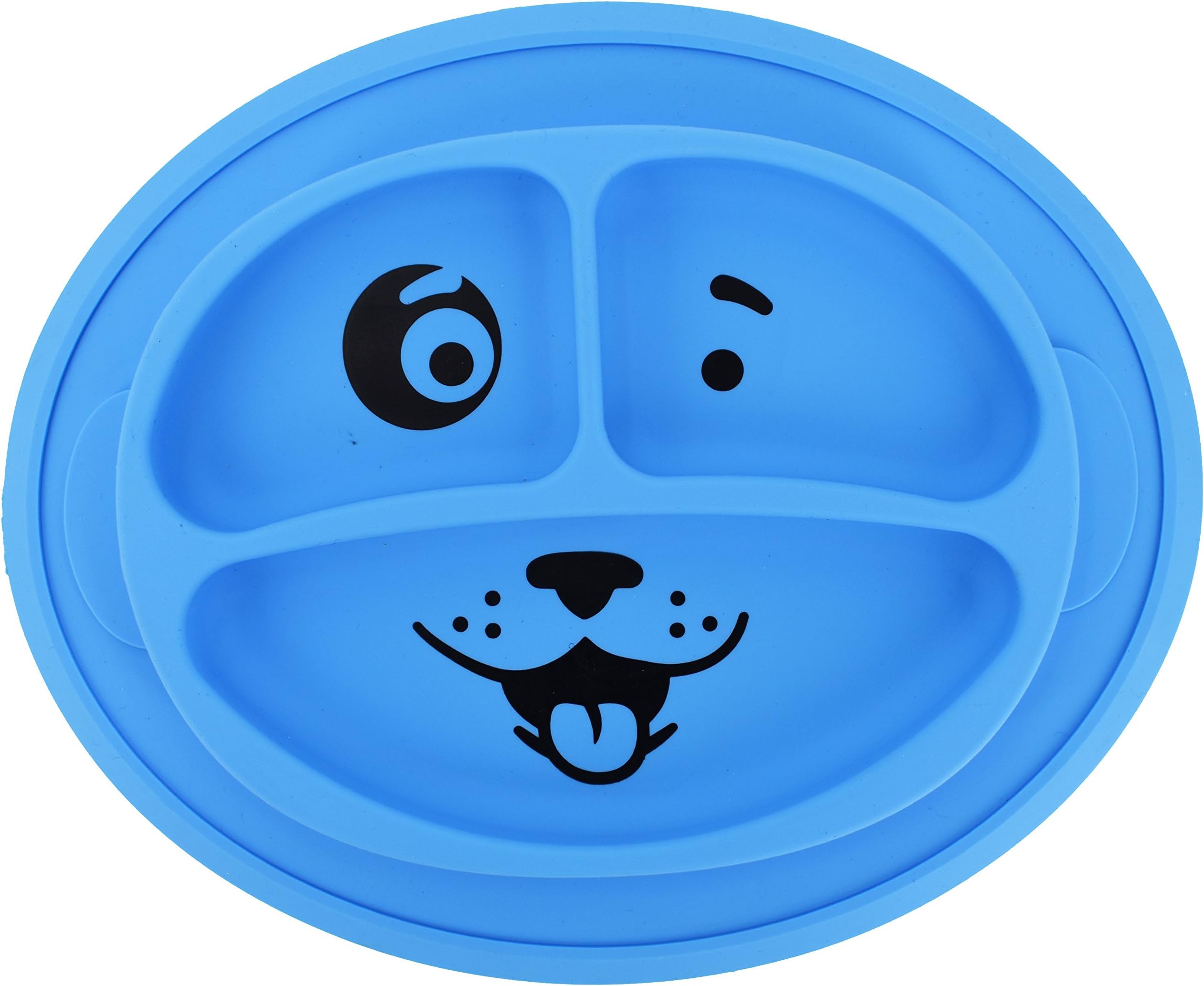 Giggle Burp Baby Placemat For Restaurant - Blue Dog Toddler Place Mats For Dinner Table - Silicone Suction Place Mat For Kids With Built in Plate and Bowl