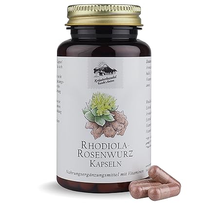 Rhodiola-Rosenwurz Kapseln • 200 mg Rhodiola Rosea Extrakt • Aroniabeeren Extrakt • Vitamin B1 + B6 • 120 Kapseln • OHNE Magn