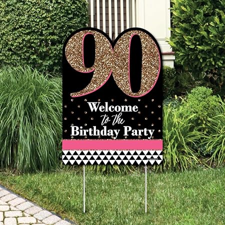 Amazon Com Big Dot Of Happiness Chic 90th Birthday Pink Black