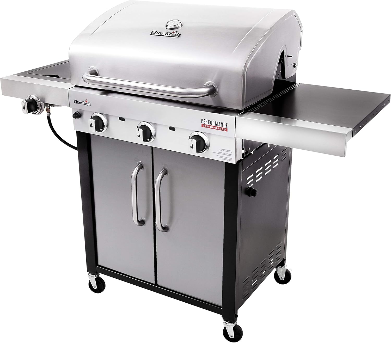 review Char-Broil 463371719 Performance TRU-Infrared 3-Burner Cabinet Style Gas Grill, Stainless Steel