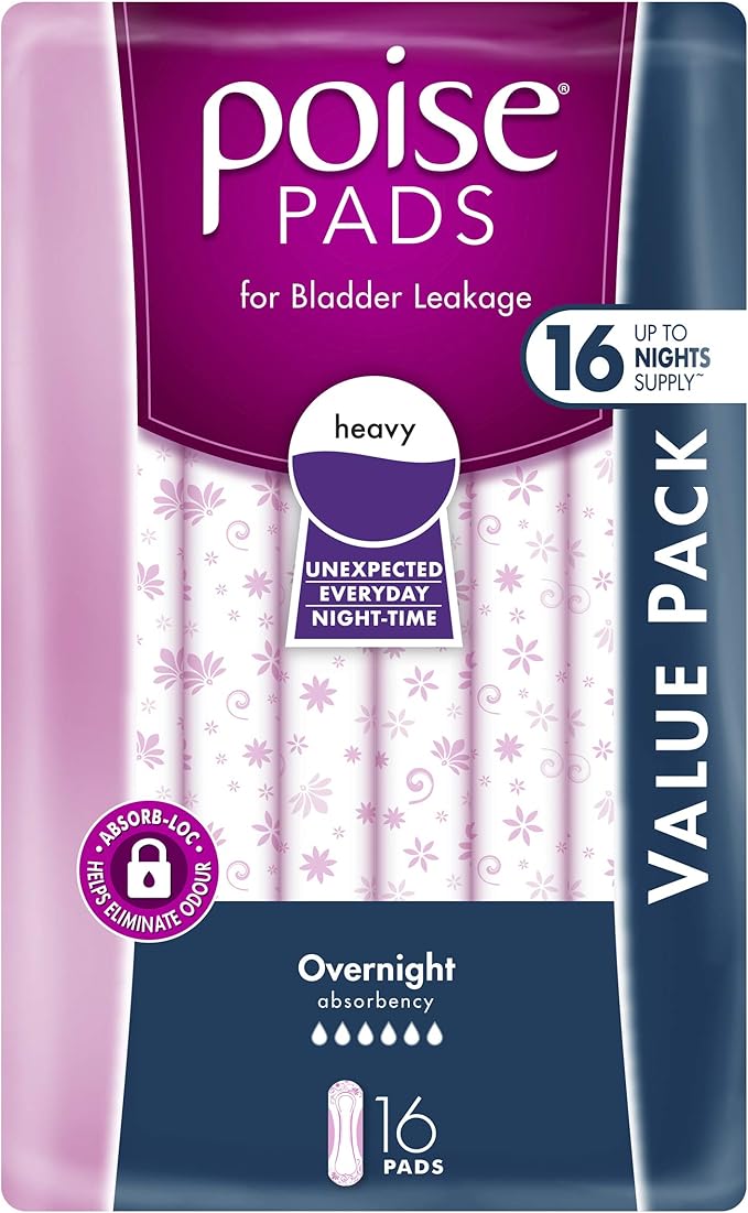 POISE Adult Care Poise Incontinence Pads, Overnight Absorbency (Pack of