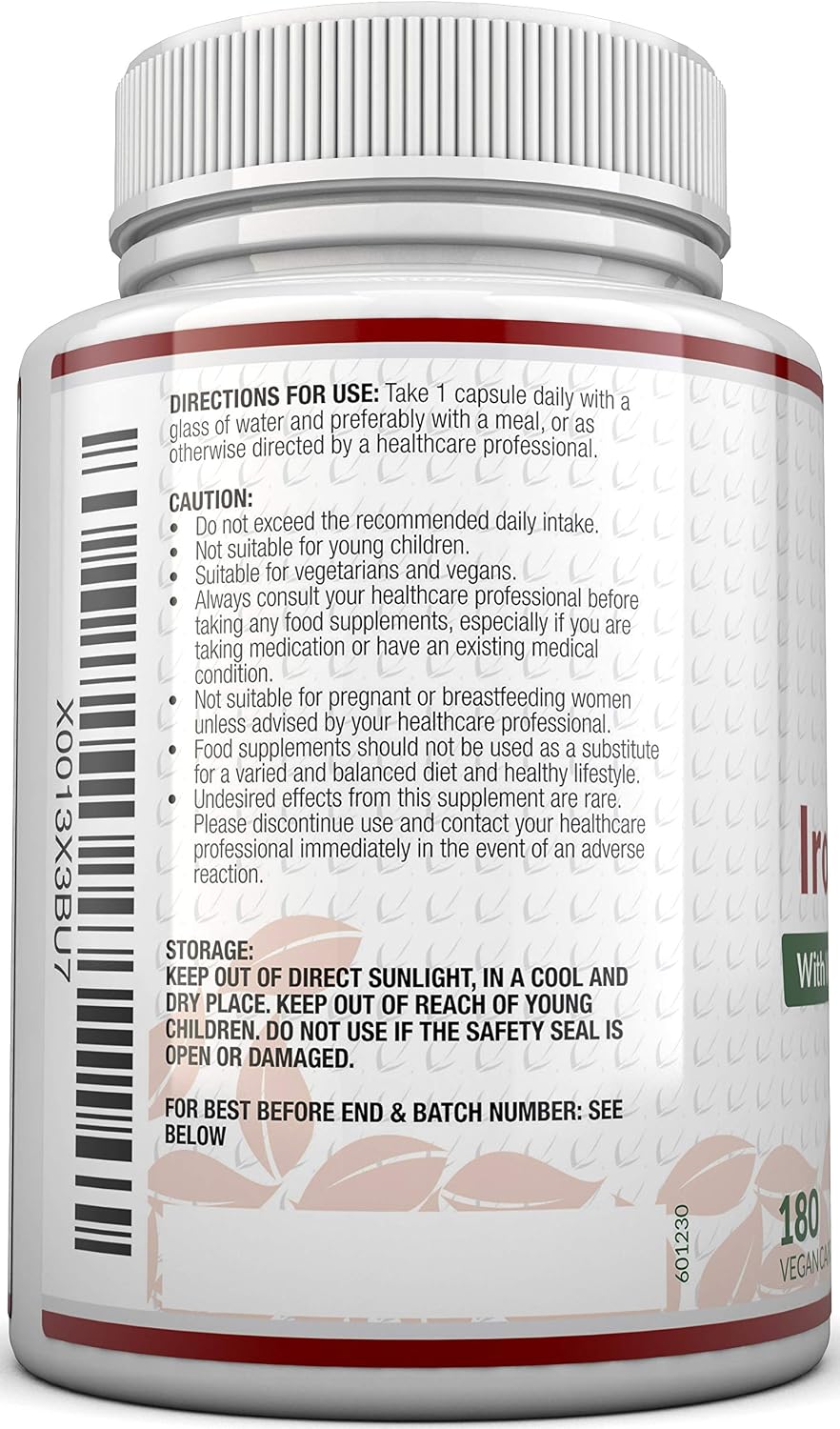 Gentle Iron Supplement for Women & Men, 180 High Strength Vegan Capsules, with Vitamin C, B12 & Folic Acid, 6 Month Supply - Image 5