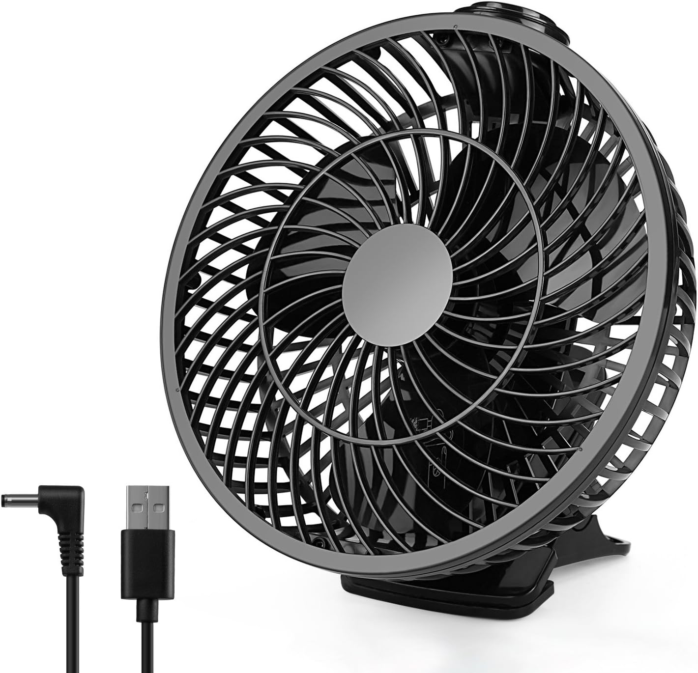 Clip on Fan,Amzdeal Mini USB Desk Fan Adjustable Wind Speed and Direction,USB Powered by Laptop Power Bank USB Port AC Adaptorfor Home Office Use