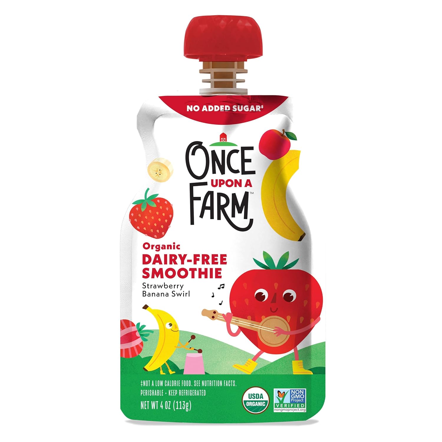 Once Upon A Farm, Organic Strawberry Banana Swirl Smoothie, 4 Ounce