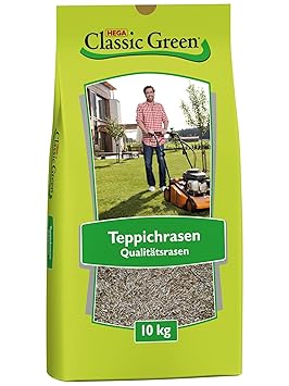 Classic Green Rasensaat Teppichrasen Rasensaat 10kg, Grassamen, Rasensamen 10kg, Premium Rasensaat, Rasensaat Teppichrasen, R