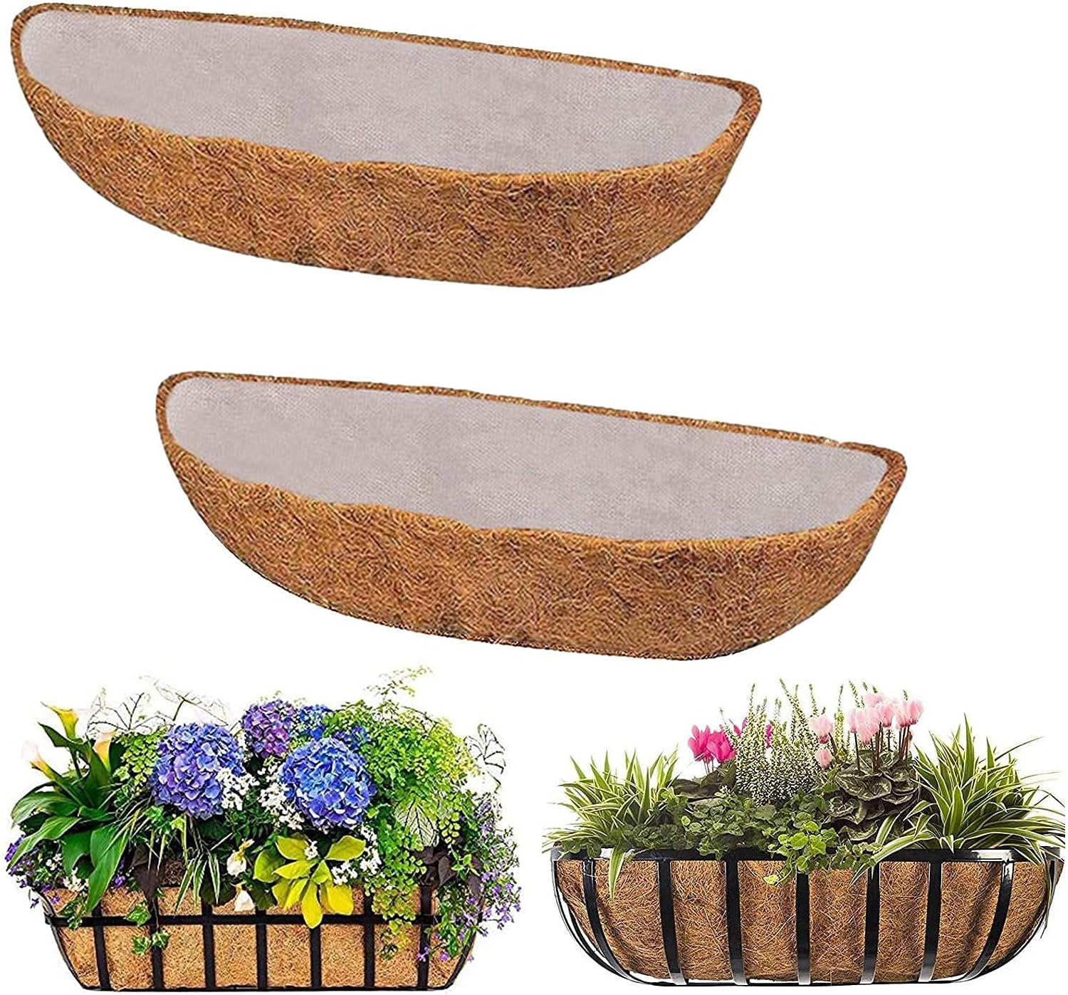 2 Pcs Thick Coco Liners For Hanging Baskets, Hanging Basket Liner 2448