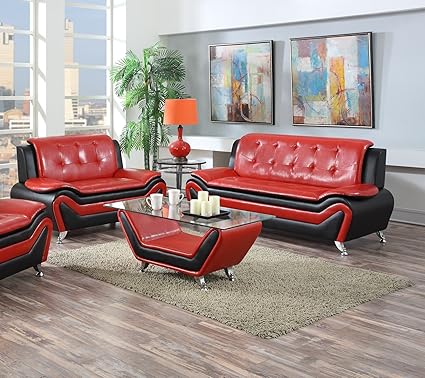 Amazon Com Us Pride Furniture 2 Piece Modern Bonded Leather Sofa