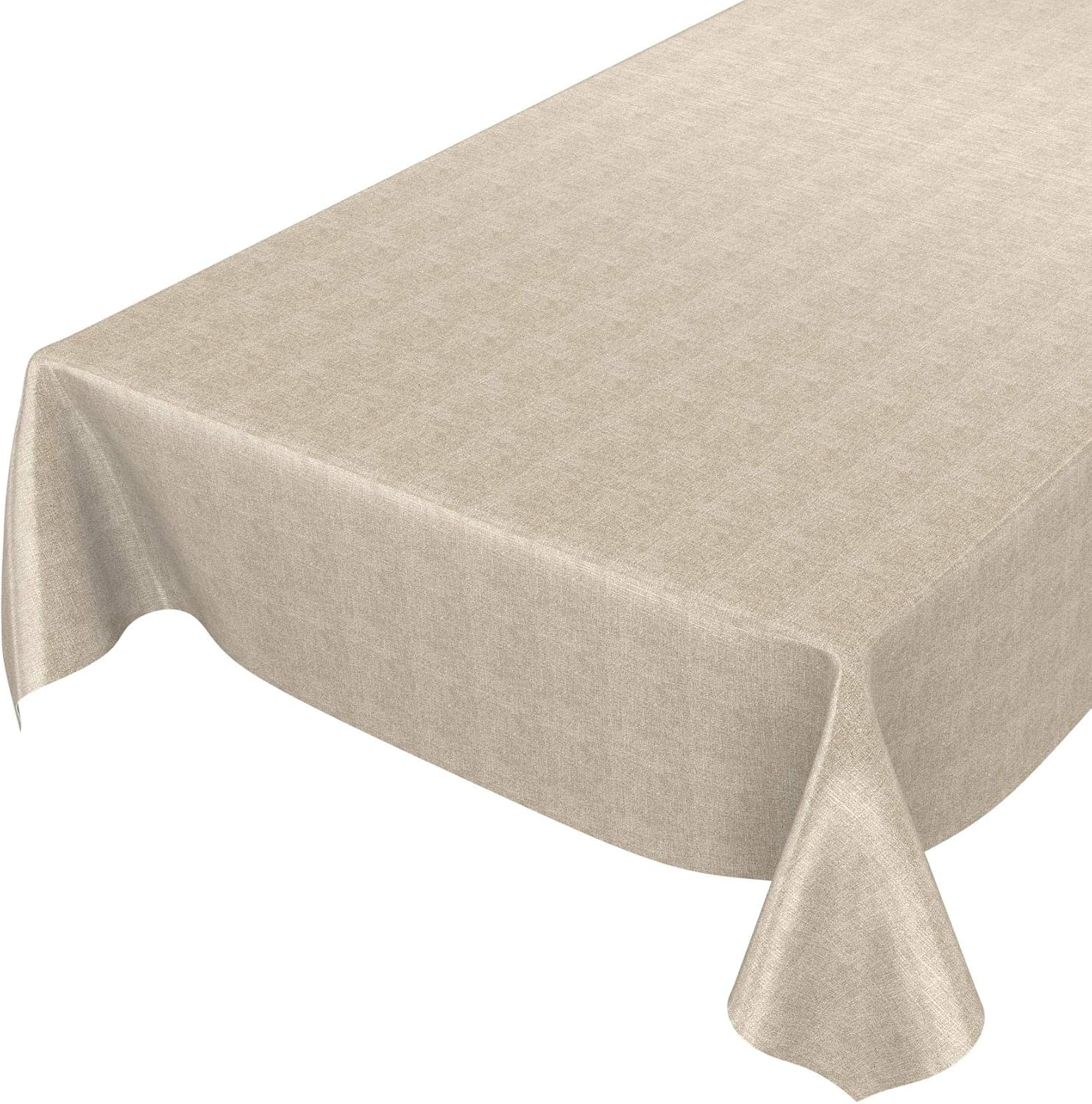 Anro Nappe en Toile cirée Lavable Beige Aspect Lin 200 x 140 cm Amazon