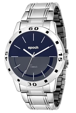 Leather Strap Analogue Quartz Movement Blue Dial Mens Watch