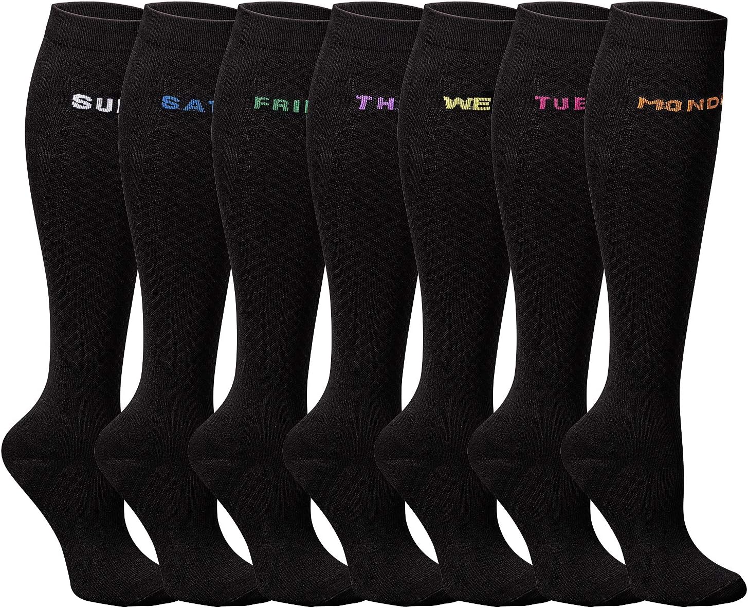 7 Pairs Compression Socks Women Men 20-30mmHg Graduated Knee High Stocking-L/XL