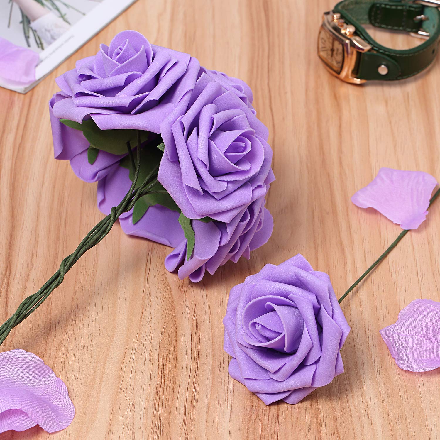 Bunny Lamb Artificial Roses Handcrafted Wedding Flowers for DIY Wedding Centerpieces Bridal Bouquet Flower Arrangement and Church Hotel Restaurant Home Decorations - 50pcs (Floral Lavender)