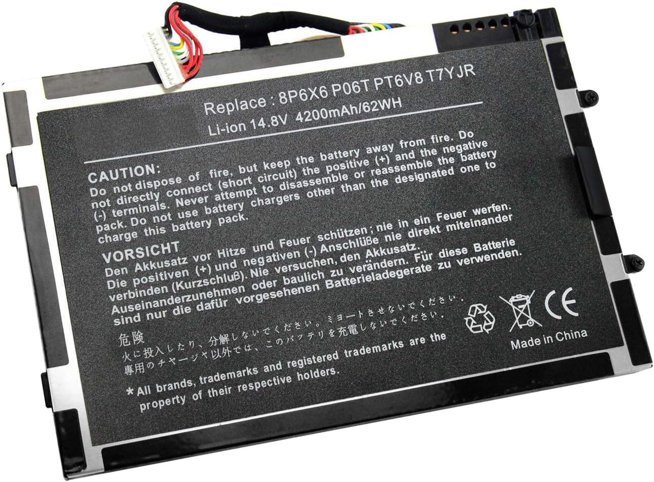 Gomarty New Laptop Battery Compatible for Dell Alienware M11x M14x R1 R2 R3 Series PT6V8 8P6X6 08P6X6 KR-08P6X6 T7YJR P06T 14.8V 62WH