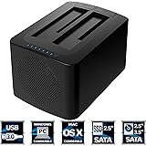 Sabrent USB 3.0 to SATA Dual Bay External Hard Drive Docking Station with Built-in Cooling Fan for 2.5 or 3.5in HDD, SSD with Hard Drive Duplicator/Cloner Function [8TB Support] (EC-HDFN)