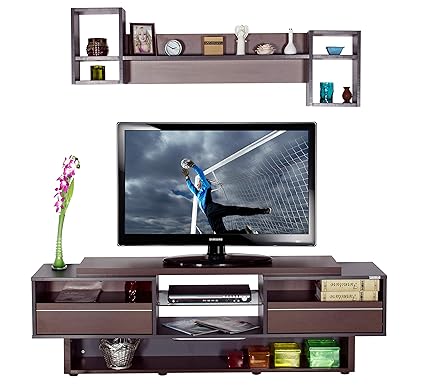 Stylespa Strata TV Unit with Wall Shelf (Pine Dusk)