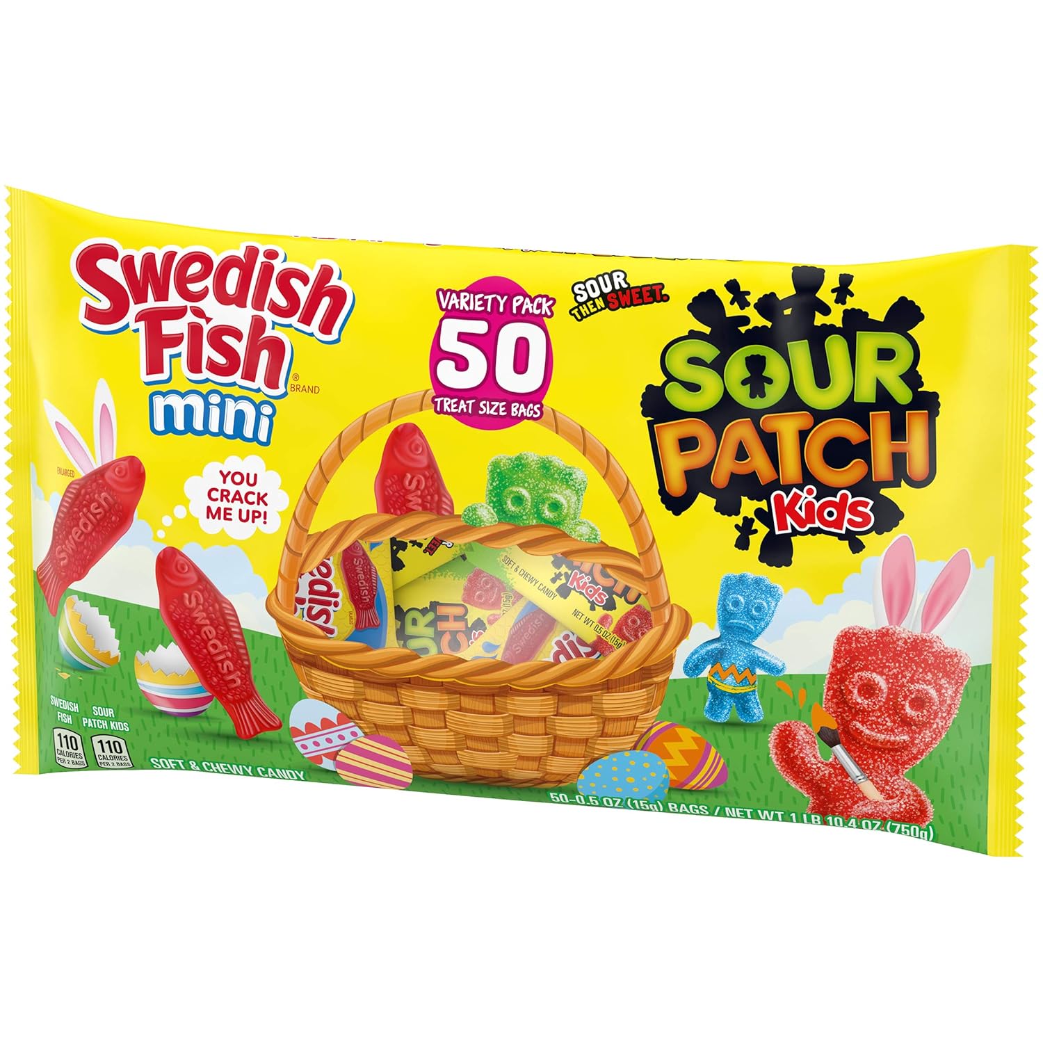 Amazon Com Sour Patch Kids Candy Swedish Fish Candy Easter Variety Pack 50 Treat Size Packs Grocery Gourmet Food