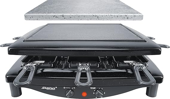 Steba RC 3 Plus Gourmet Raclette, Made in Germany, für 8 Personen, 1450 Watt, schwarz