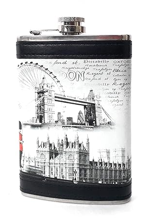 ZIGLY Stainless Steel PU Leather Coated London Hip Flask,9 Oz