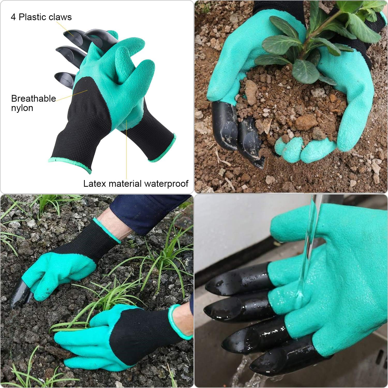 Garden Auger Drill Bit Set, Baowox 2 Pcs 12" and 9" Inch Garden Rapid Planter with Garden Genie Gloves for Planter Tree Hand Cordless Drill Soil Posthole Digging Holes: Home Improvement