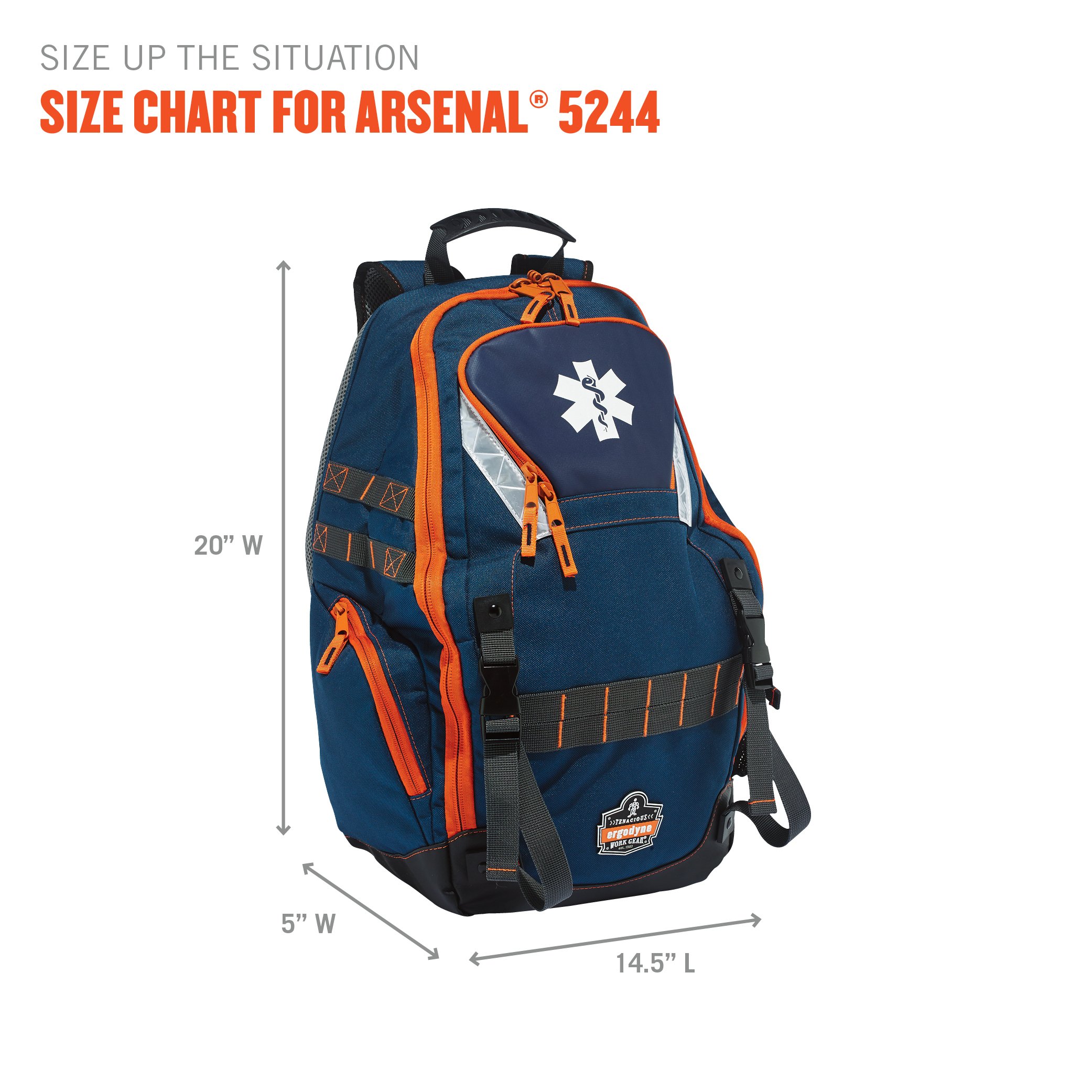 Ergodyne Arsenal 5244 Medic First Responder Trauma Backpack Jump Bag for EMS, Police