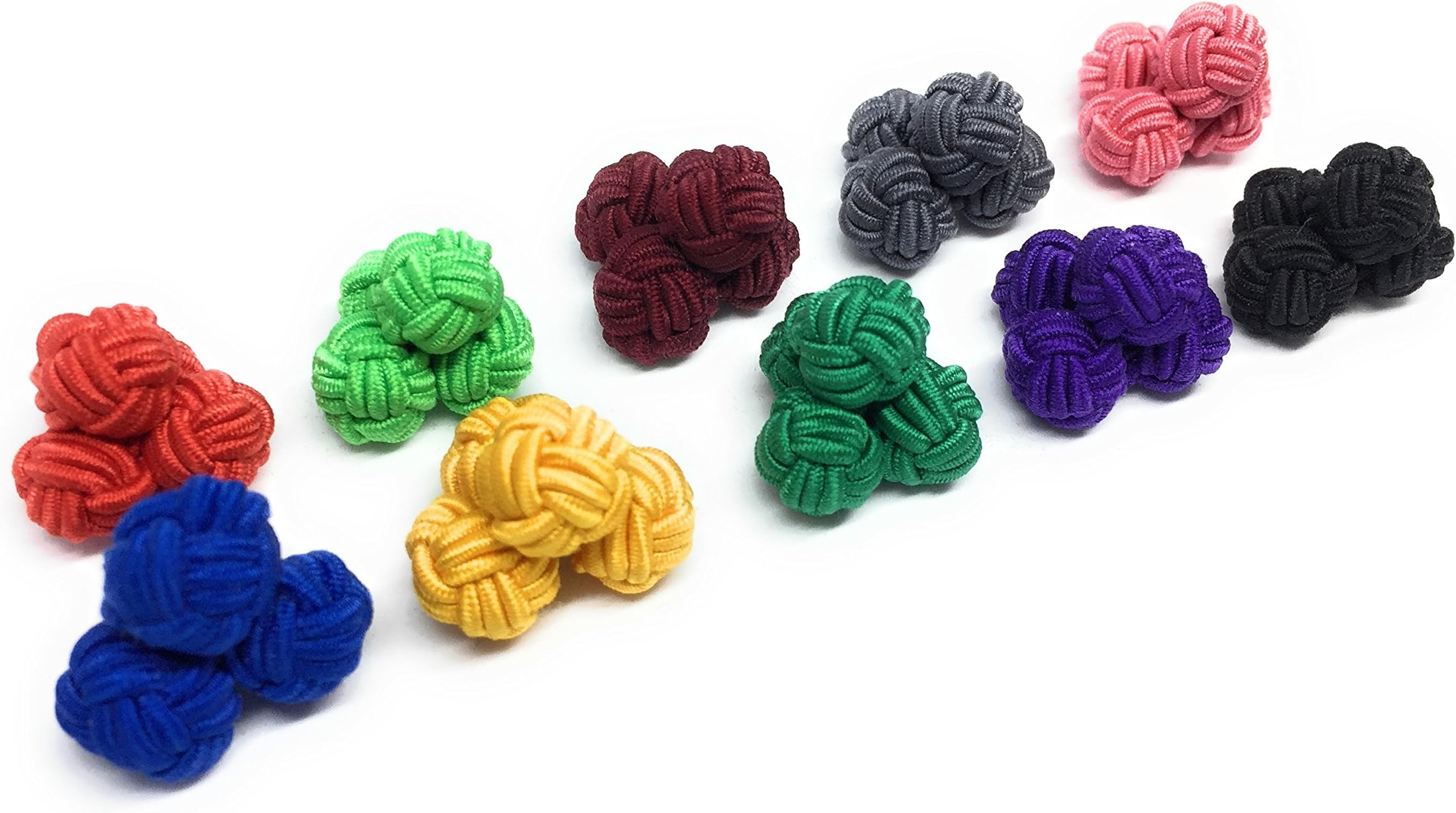 10 high-quality single-colour silk knot cufflinks